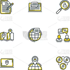 商务,线条,平坦的,数字9,计算机图标,信息图表,矢量,电子邮件,概念,布置