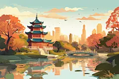 苏州春游插图插画