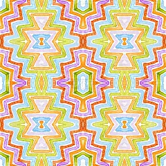 彩色几何水彩。令人眼花缭乱的无缝模式。手绘条纹。刷纹理。Gorgeou