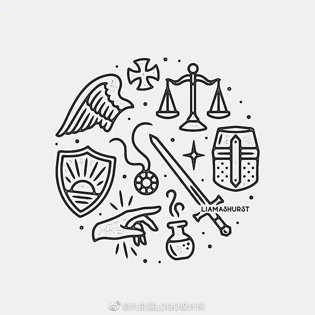 #LOGO设计# 黑白线条图型设计参考 ...
