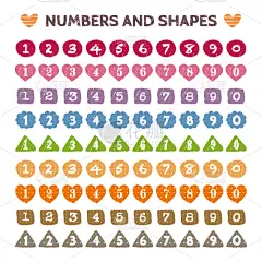 多色的,数字,形状,动物手,插画,四元素,英语,字母,灰色,橙色