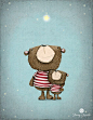 Art++Print+Bear+Brown+Red+Stripes+Stars+by+staceyyacula: 