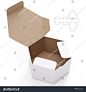 Hexagonal Cardboard Open  Box Box with Die Cut Template on White Background