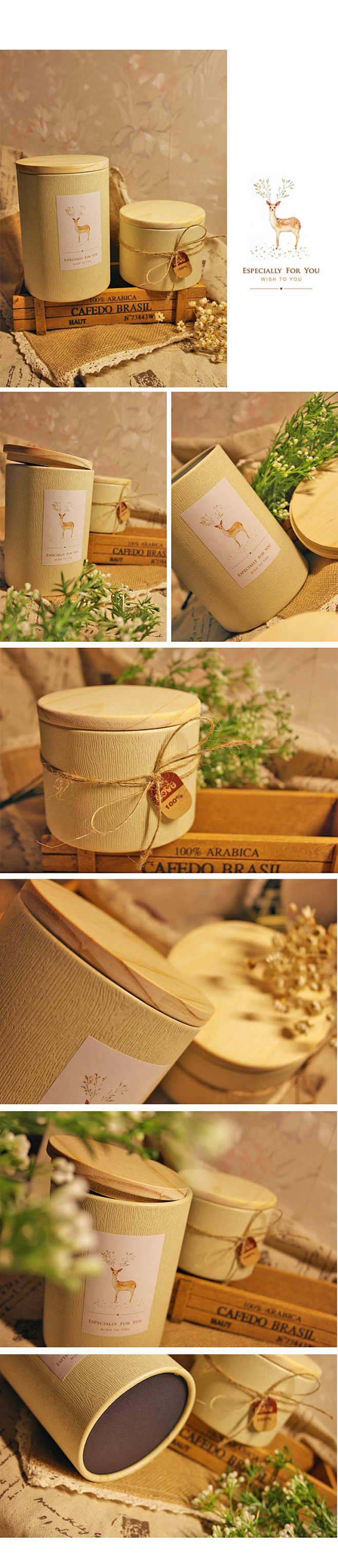 原创复古木质牛皮纸包装茶叶罐 