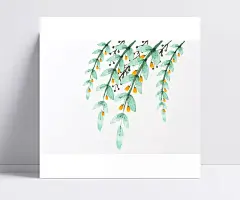 手绘古典花纹图片|PSD素材,文化艺术,书画文字,PSD分层素材,手绘,绘画,插画,水墨,水粉,水彩,花,花朵,柳叶,素材,绿色,黄色小花蕾