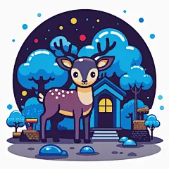 卡通人物梅花鹿娃娃插画元素