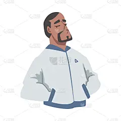 自信的非洲裔美国人站在他的手在口袋里，利己主义者，自恋的自我爱，自我骄傲的概念向量插图