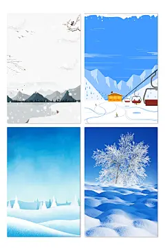 简易冬天雪地海报背景-众图网