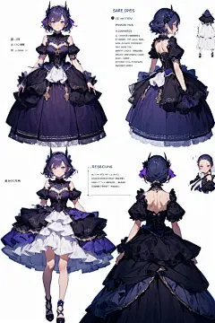 AI日系插画人物素材 二次元角色造型设定 人物服装设计绘画参考图-淘宝网