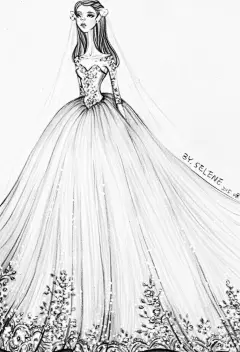 【笔尖时尚—黑白线条】手绘插画 素材 设计稿 手绘婚纱 不要：周姝君君Selene