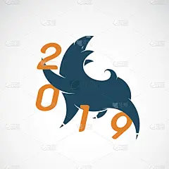 矢量插画猪设计，2019年贺年卡，猪年。贺卡设计。横幅,海报,邀请。易于编辑的分层矢量插图。
