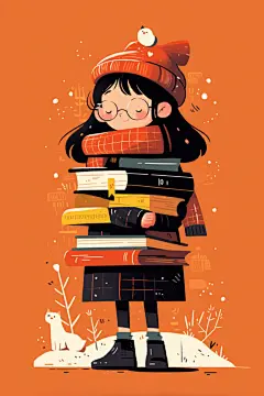 小孩阅读绘画创作