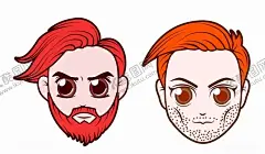 男人AI插画 【酷图网】男人,头部,红色,AI,插画,胡须