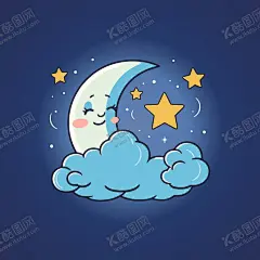 可爱月亮卡通绘画儿童插画 【酷图网】卡通,月亮,明月,月,月球,星星,星球,亮晶晶,闪闪发光,免抠素材,矢量,简笔画,儿童画,儿童插画,插画,蜡笔画,logo,图标