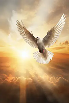 动物飞禽展翅飞翔的和平鸽插画