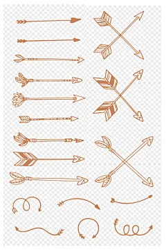 手绘插画曲线箭头射箭装饰免扣素材