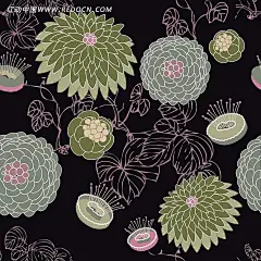 花卉背景素材—手绘美丽菊花和粉色叶子背景素材|底纹|粉色叶子|黑色背景|花朵|花卉背景素材|矢量素材|手绘美丽菊花|暖色调花卉背景素材|四色花卉背景素材|写实四色花卉背景素材|装饰花卉背景素材