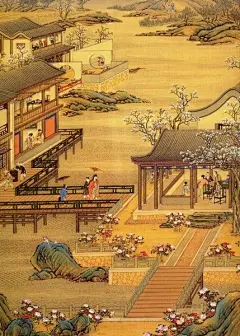无缝大型壁画 壁纸/ 电视沙发背景墙中国画中式字画古画风景人物