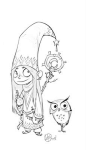 Little Girl and Owl sketch by Cory Loftis