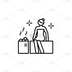 桑拿浴,图标,线图标,苗条,spa美容,传统,热,华贵,大桶,健康