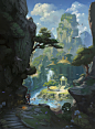 Mountain Valley, Xiaosheng Bai : Mountain Valley by Xiaosheng Bai on ArtStation.