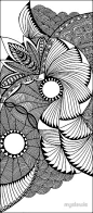 flying fans black and white zentangle by myslewis