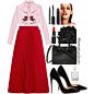 A fashion look from November 2016 featuring Gucci, red skirt and pointed toe pumps. Browse and shop related looks.