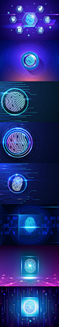 创意大数据通讯安全指纹解锁智能科技主视觉背景海报设计素材T175-淘宝网