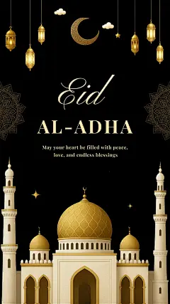 Eid Al Adha Luxurious Black and Gold Holidays Blessings Instagram Story Image