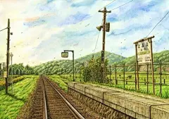 【日本铁道画家松本忠作品】
松本 忠 （まつもと ただし）1973年出生于日本的崎玉县。日本铁道画家。通过旅行，将沿途风景定格在插画中。作品集“铁道油漆插画” 清新自然，展现了日本福岛县沿铁路的美丽景色。获得日本「诗とメルヘン」插画荣誉提名奖。
