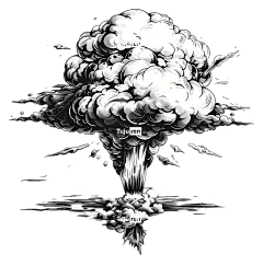 蘑菇云-多云天空中的原子弹爆炸