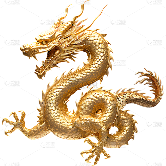 龙年春节3D金属龙中国龙元素