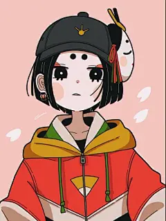 二次元插画，角色造型个性可爱～配色艳丽丰富~画师Gurin