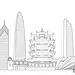 武汉地标建筑描边