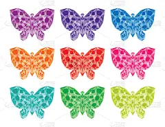 几何形状,钻石形,水晶,蝴蝶,背景分离,橙色,翅膀,动物,春天,装饰物