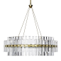 Phoebe 30" Round Crystal Chandelier, Antique Brass