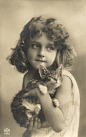 Edwardian Girl with cat photo card.  Girl in photo is in many other photos.