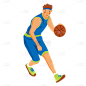 手绘-扁平篮球人物贴纸-SVG2