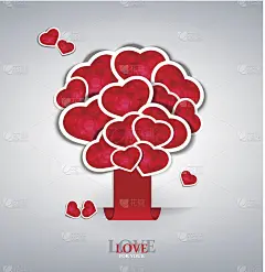 矢量假日背景与标签贴心形树