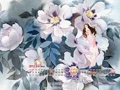 牡丹小小人-梦游兔__涂鸦王国插画