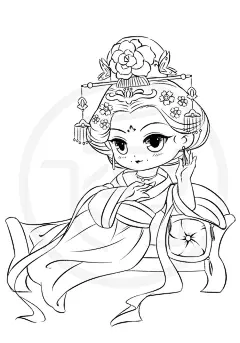 #手绘素材# Q版古风人物线稿，出自《上吧！漫画达人必修课 Q版古风》，古风也能萌萌哒哟~ ​​​​