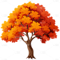 秋季秋天手绘插画植物树木贴纸