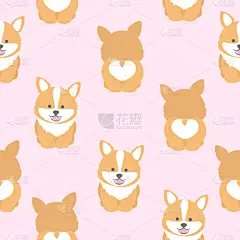 可爱的,威尔士柯基犬,四方连续纹样,宠物,纯种犬,图像,壁纸,狗,可爱,装饰