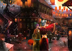 梦想绝不是梦  的插画 看花灯