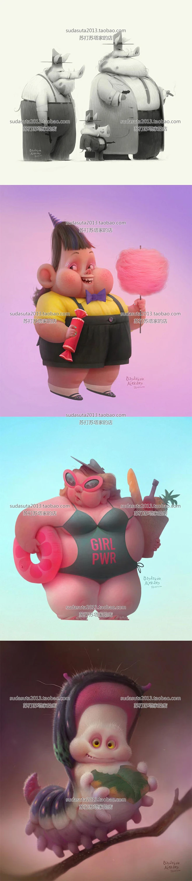 76张欧美超萌卡通人物设定Q版电子素材妖怪精灵3D风格-淘宝网-花瓣网
