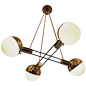 Striking Stilnovo Four Large Globes Chandelier | From a unique collection of antique and modern chandeliers and pendants  at <a href="https://www.1stdibs.com/furniture/lighting/chandeliers-pendant-lights/" rel="nofollow" target=&