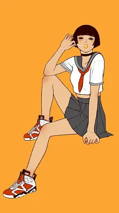 穿AJ的女孩高清手机壁纸（无水印）@北坤人素材