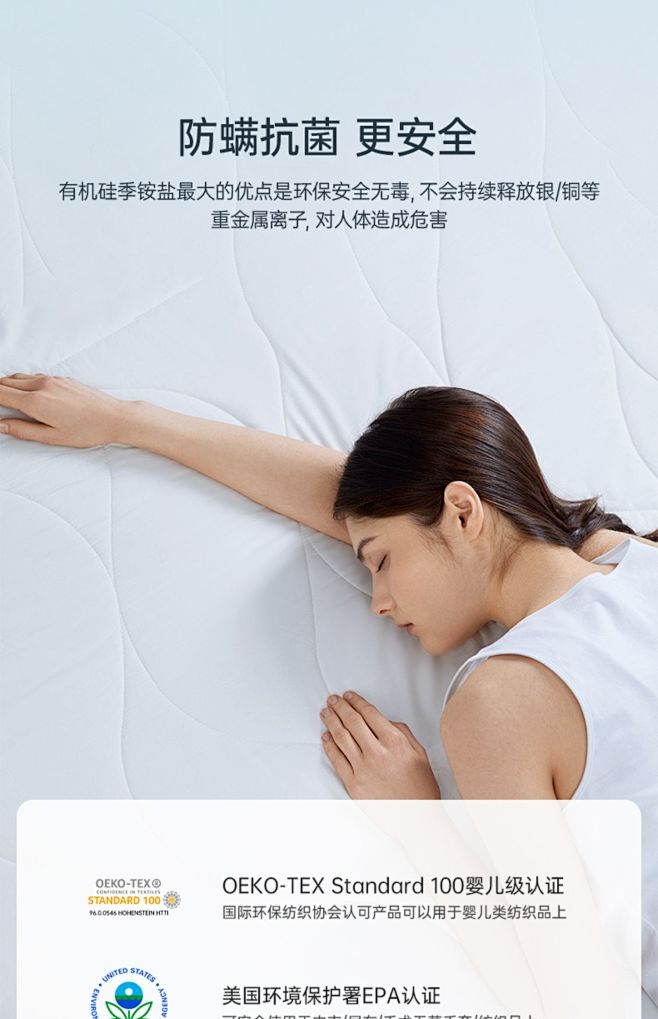 Snurk德国进口抗菌防螨小蓝薄垫床垫软...