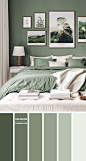 14种美丽的卧室配色方案：鼠尾草绿色卧室