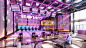 architecture bar bowling cafe Coffee Gaming interior design  lights neon visualization